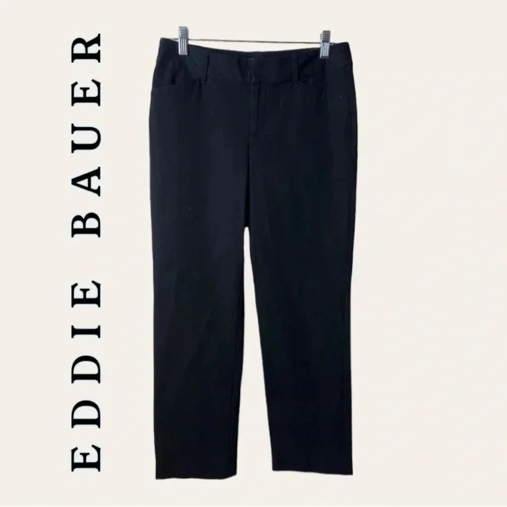 0028. EDDIE BAUER DRESS PANTS STRAIGHT LEG BLACK IN COLOR SIZE 2‎ ZIPPER/SLIDE